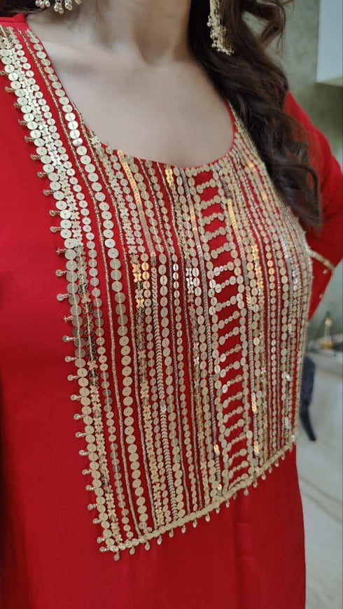 Hot Red Dhoti Skirt Set